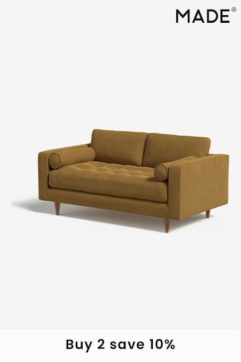 MADE.COM Matt Velvet Ochre Yellow Scott 2 Seater Sofa (737732) | £950