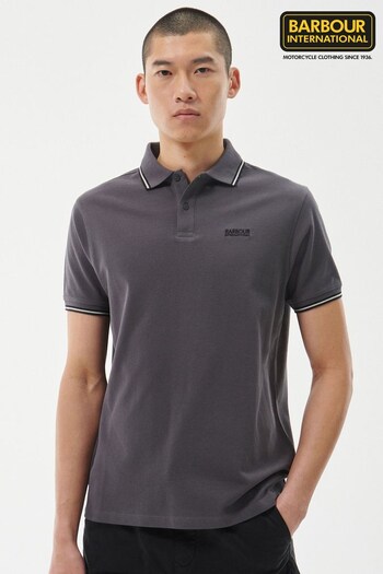 Barbour® International Grey Event Tipped Polo Shirt (737949) | £50