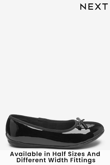 Black Patent Wide Fit (G) School Leather Ballet checkered Shoes (738018) | £24 - £31