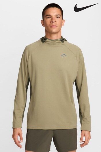 Nike Brown Dri-FIT Trail UV Long Sleeve Hooded Running Top (738199) | £75