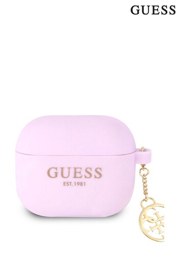 Guess Purple Silicone Airpods Case with Classic Logo 4G Charm (738254) | £26