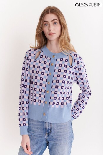Olivia Rubin Pink Ronnie Crew Neck Cardigan with Cutout Detailing (738616) | £190