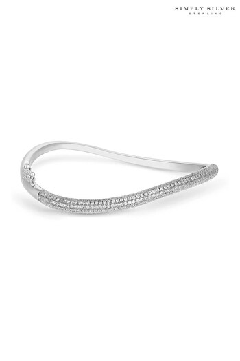Mood Silver Cubic Zirconia Swirl Bangle Bracelet (738882) | £40