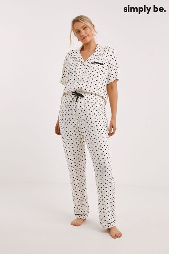 Simply Be Cream and Black Stars Pyjamas (739034) | £26