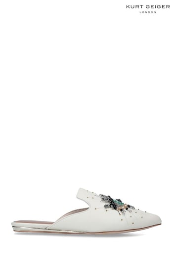 Kurt Geiger London White Olive Eye Slip-On Flat Shoes (739089) | £149