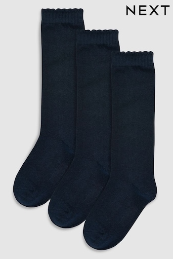 Navy Grey 3 Pack Cotton Rich Knee High School Socks (739098) | £4.50 - £5.50