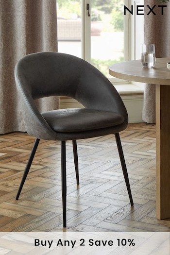 Set of 2 Monza Faux Leather Dark Grey Hewitt Black Leg Dining Chairs (739307) | £310