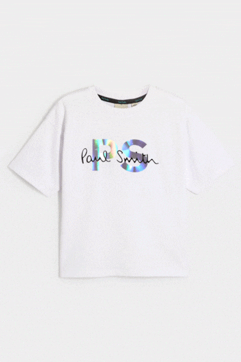 Paul Smith Junior Boys Holographic Short Sleeve Oversized Iconic Print T-Shirt (739563) | £40