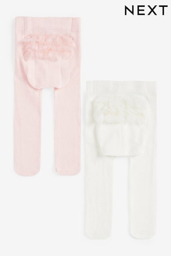 White/Pink Baby Tights 2 Pack (0mths-2yrs) (739587) | £10