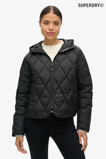 Superdry Black Hooded Quilt Liner Jacket (740011) | £90