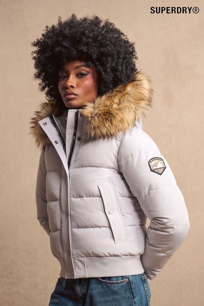 Ladies grey superdry coat online