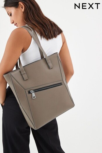 Mink Brown Geometric Shopper Bag (741016) | £45