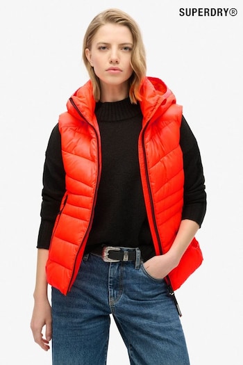 Superdry Volcanic Coral Hooded Fuji Quilt Padded Gilet Jacket (741837) | £85