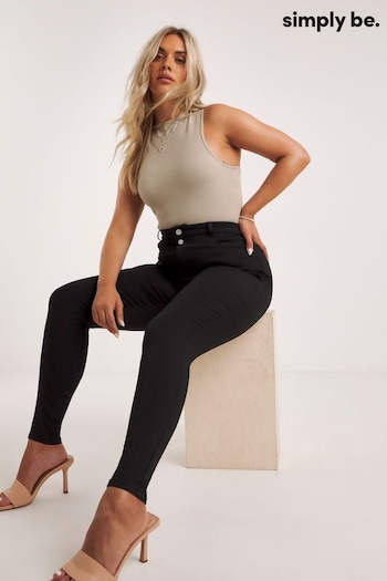 Simply Be Black Double Button Chloe Skinny Jeans Sosandar (741970) | £30