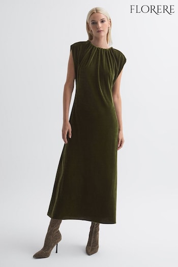 Florere Velvet Tie Neck Midi Dress (742305) | £228