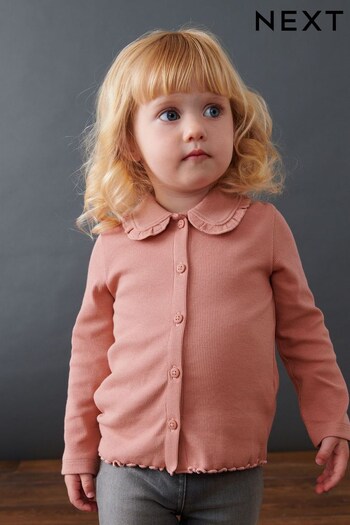 Pink Frill Collar Long Sleeve Cardigan Top (3mths-7yrs) (743649) | £7 - £9