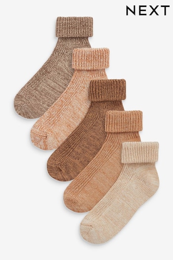 Neutral Roll Top Socks 5 Pack (743748) | £9 - £11