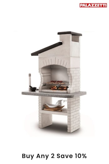 Palazzetti Grey/White Garden Guanaco 2 Masonry Wood or Charcoal Barbeque (744156) | £950