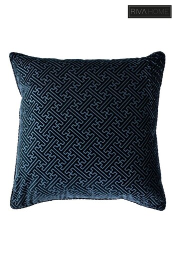 Riva Paoletti Navy Blue Florence Embossed Polyester Filled Cushion (744224) | £25