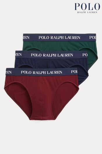 Polo Ralph Lauren Blue/Green Stretch Cotton Briefs 3 Pack (744339) | £40