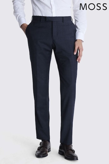 MOSS Tailored Fit Navy Milled Check Suit: Trousers (744645) | £110