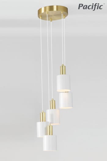 Pacific White/Gold Biba Five Drop Ceiling Light Pendant (744808) | £150