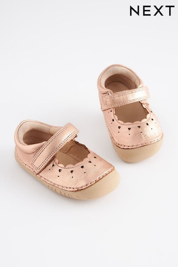 Rose Gold Pink Leather Standard Fit (F) Crawler Mary Jane Run Shoes (745141) | £24