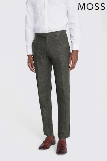 MOSS Khaki Green Tailored Fit Linen Trousers (746431) | £110