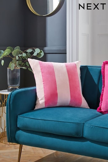 Fuchsia Pink Stripe 50 x 50cm Linford Velvet Cushion (746788) | £22