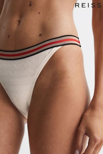Reiss White Freya Striped Waistband Bikini Bottoms (747007) | £48