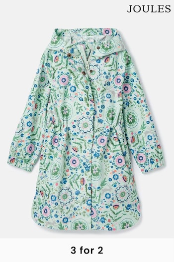 Joules Rainford Green Floral Waterproof Packable Raincoat With Hood (747962) | £34.95 - £37.95