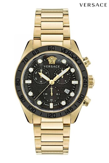 Versace Gents Gold Tone Greca Dome - Chrono Watch (748371) | £1,240