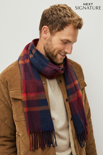 Red/Navy Blue/Orange Check Signature Woven Scarf (748420) | £18