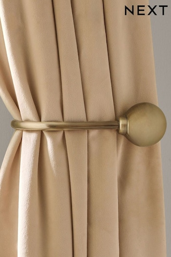 Set of 2 Antique Brass Ball Curtain Holdbacks (748877) | £18