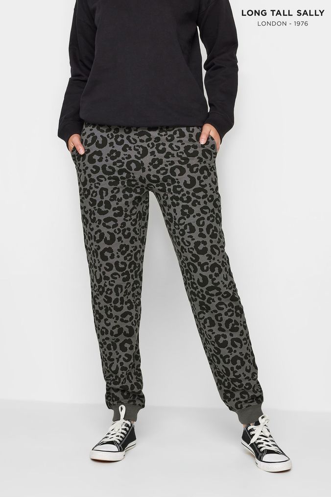 Grey leopard cheap print joggers