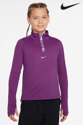 Nike navy Purple Pro Dri-Fit Half Zip Top (749431) | £45