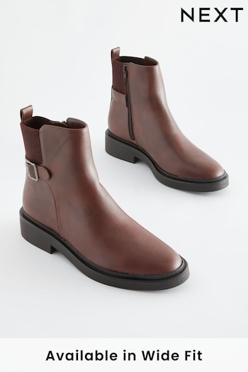 Brown Regular/Wide Fit Forever Comfort® Buckle Detail Ankle Boots (750206) | £38
