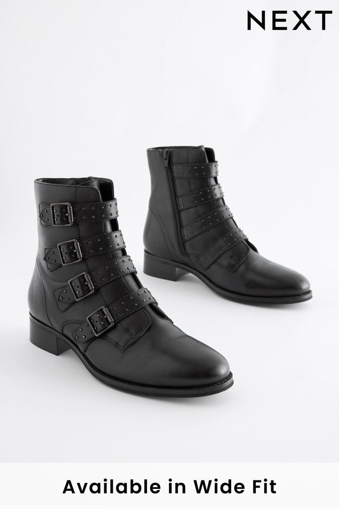 Women s Biker Boots Buckle Biker Boots Next Official Site