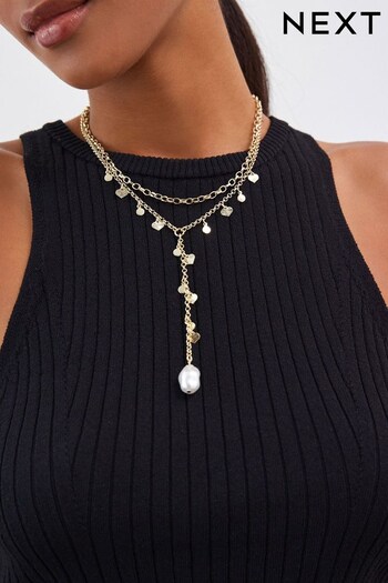 Gold Tone Heart Drop Y Chain Two Layer Necklace (750287) | £15