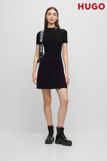 HUGO Black A Line Logo Collar Dress (750764) | £229