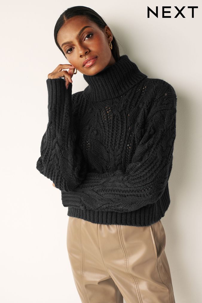 Buy Women s Jumpers Black Chunky Knit Knitwear Online Next UK