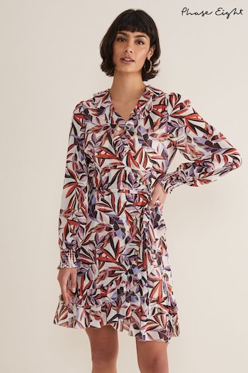 Phase Eight Cream Melinda Leaf Print Mini Dress (750886) | £129