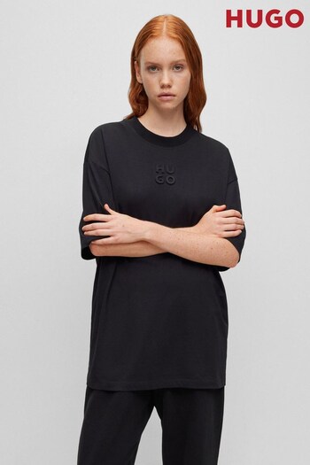 HUGO Black Relaxed Fit Tonal Embossed Logo T-Shirt (751127) | £79