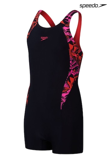 Speedo Girls Printed Panel Black Swimsuit (751255) | £23