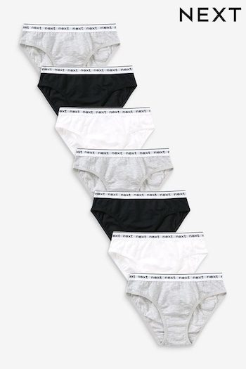 Black/Grey/White 7 Pack Bikini Briefs (2-16yrs) (751262) | £11 - £15