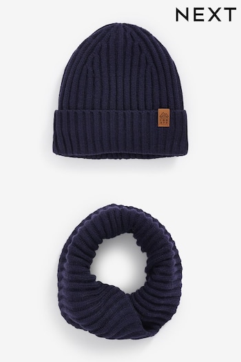 Navy Blue Knitted Snood and Hat Set (1-16yrs) (751390) | £12 - £20