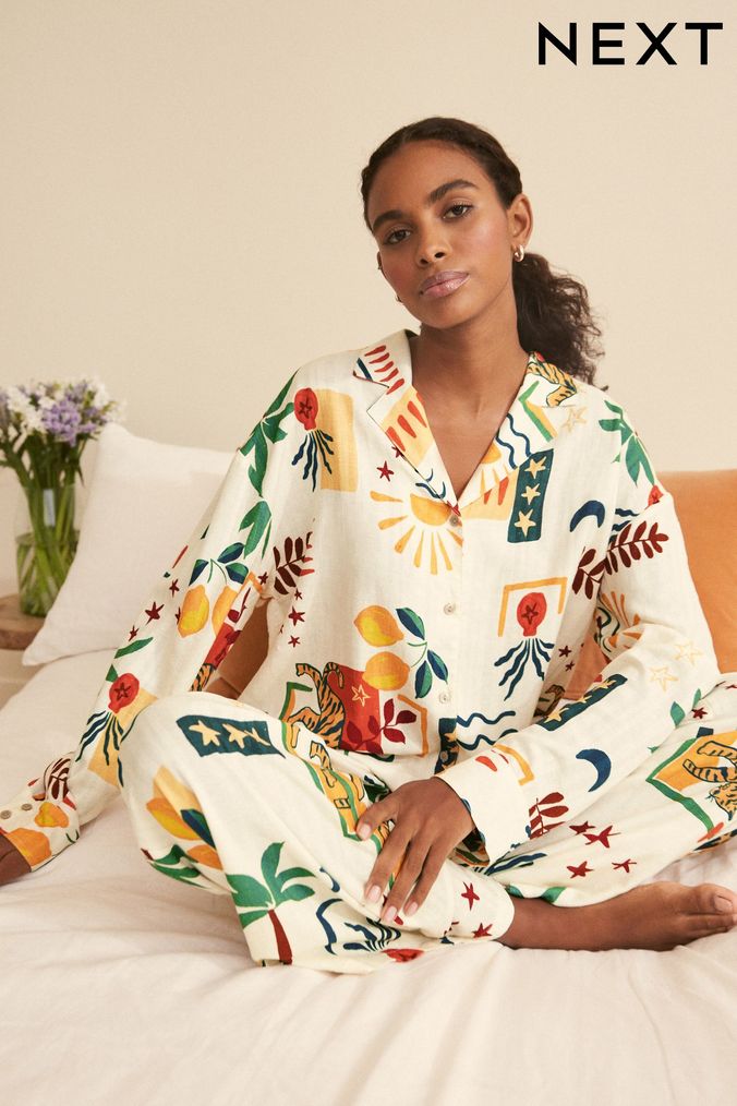 Button through pyjamas ladies cheap
