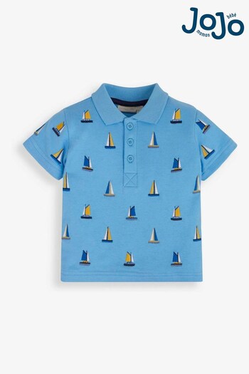 JoJo Maman Bébé Blue Boat Embroidered Polo Shirt (751482) | £15