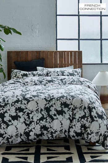 French Connection Charcoal Grey Nakuru Washed Cotton Duvet Cover and Pillowcase Set (751516) | £55 - £90