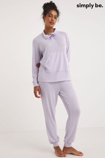 Simply Be Purple Funnel Neck Lounge Pyjama Set (751626) | £30